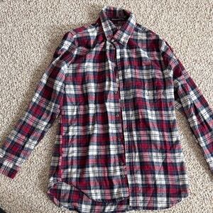 Brandy Melville Red and White Plaid Button Down Shirt